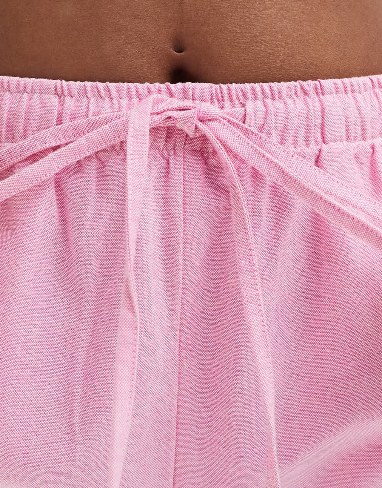 Stradivarius oxford cotton pull on trouser in baby pink