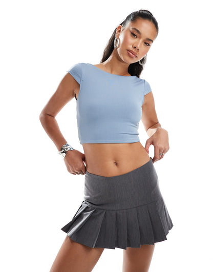 New Look low back crop top in teal