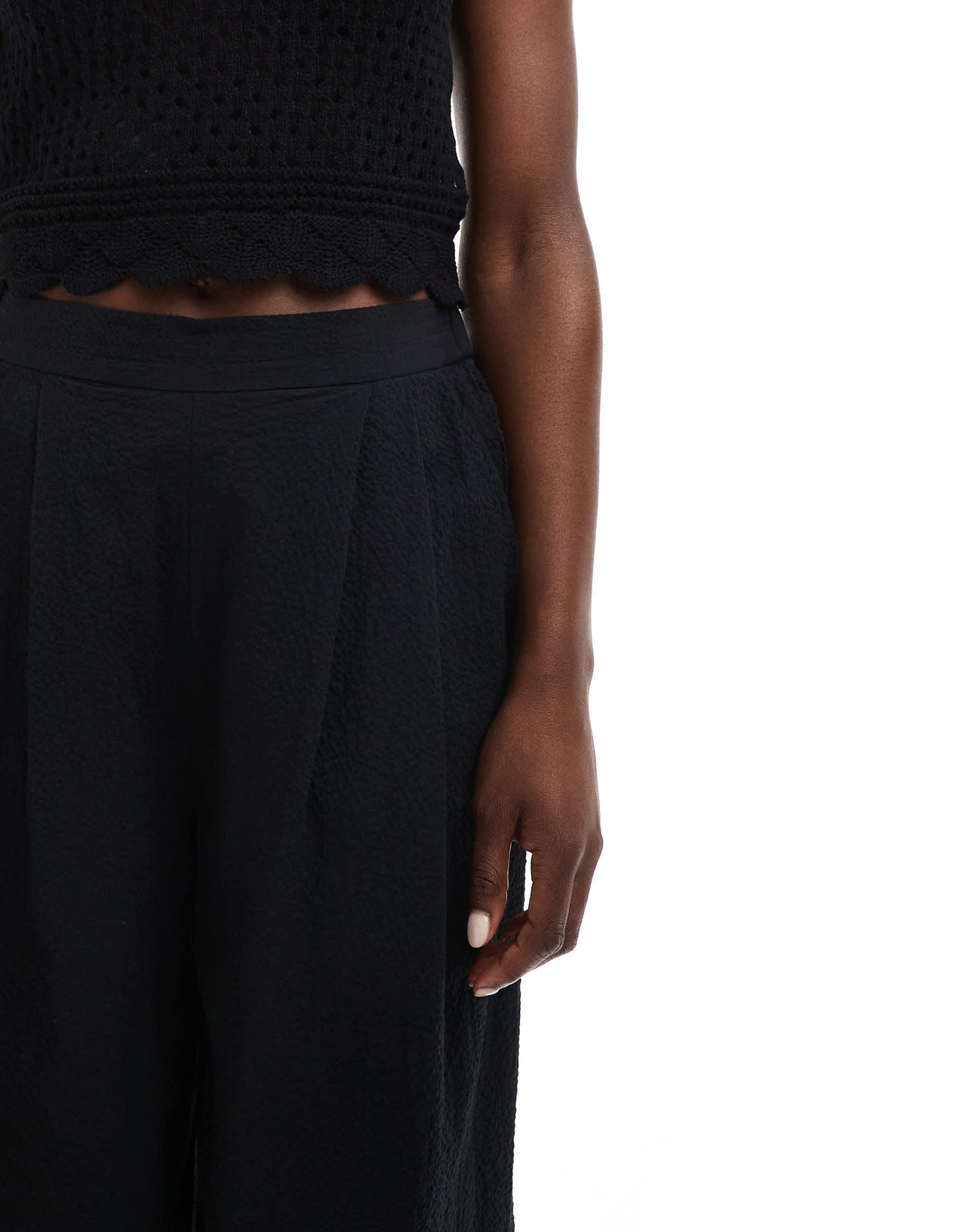 Nobody's Child Zeena full length textured trouser in black