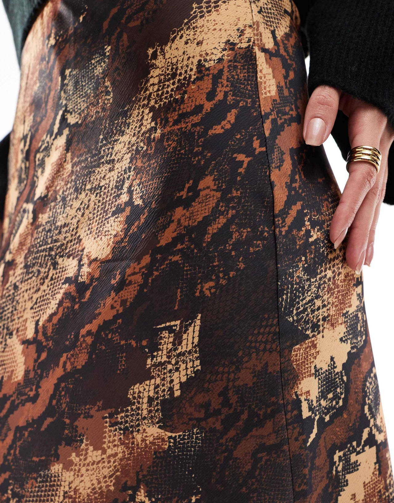 ASOS DESIGN satin bias maxi  skirt in animal print