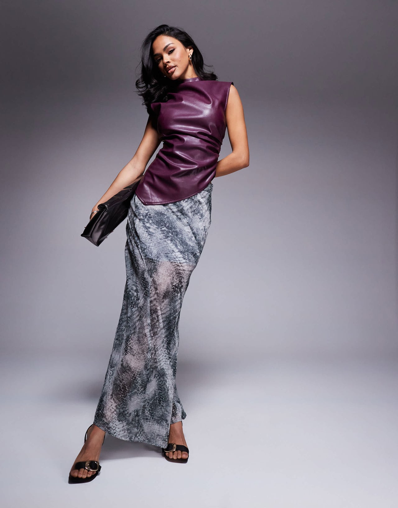 ASOS DESIGN sheer maxi skirt in snake print