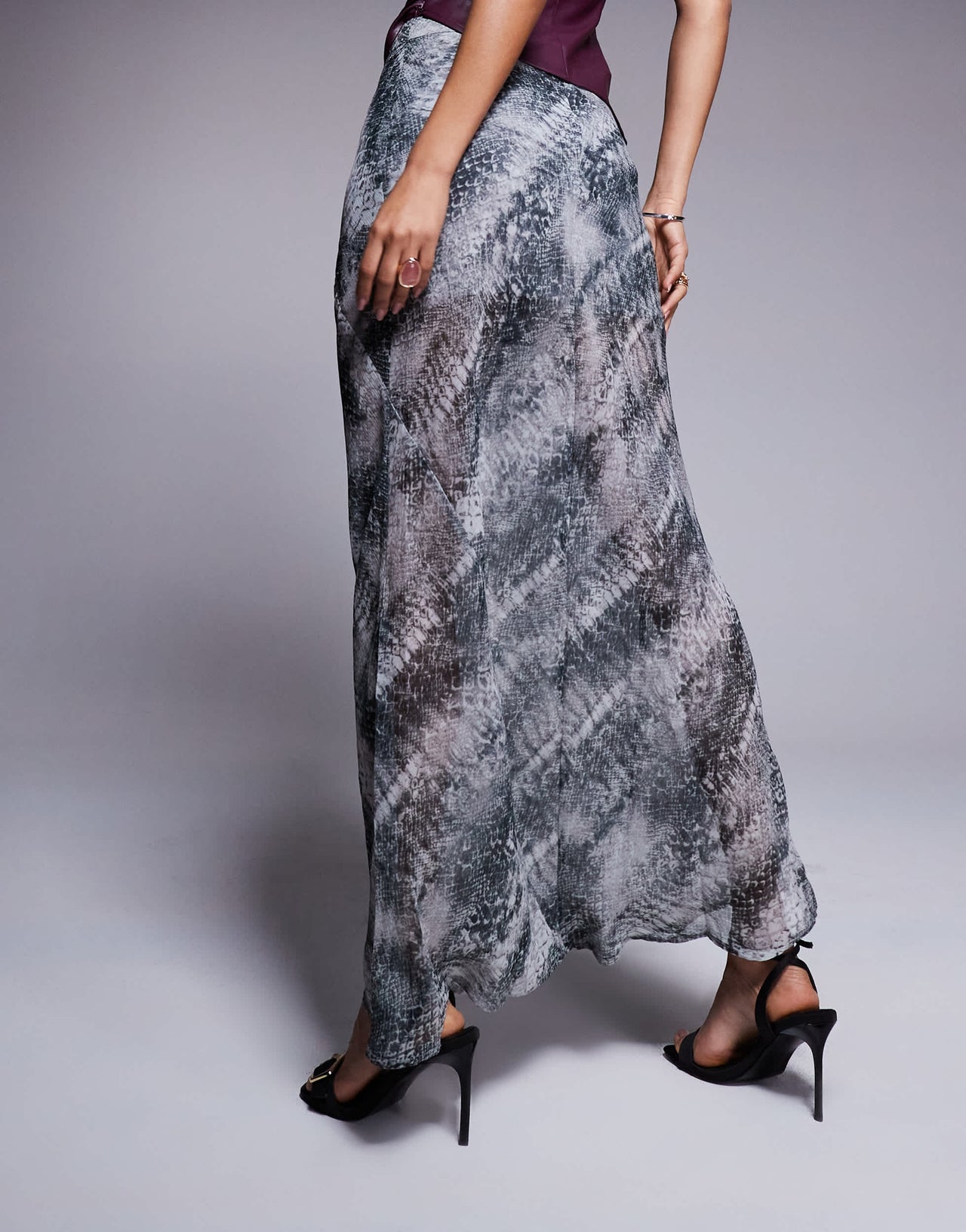 ASOS DESIGN sheer maxi skirt in snake print
