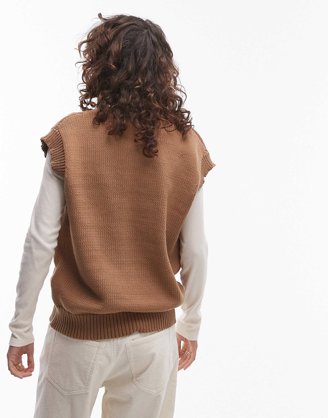 Topshop oversized zip through tank in tan