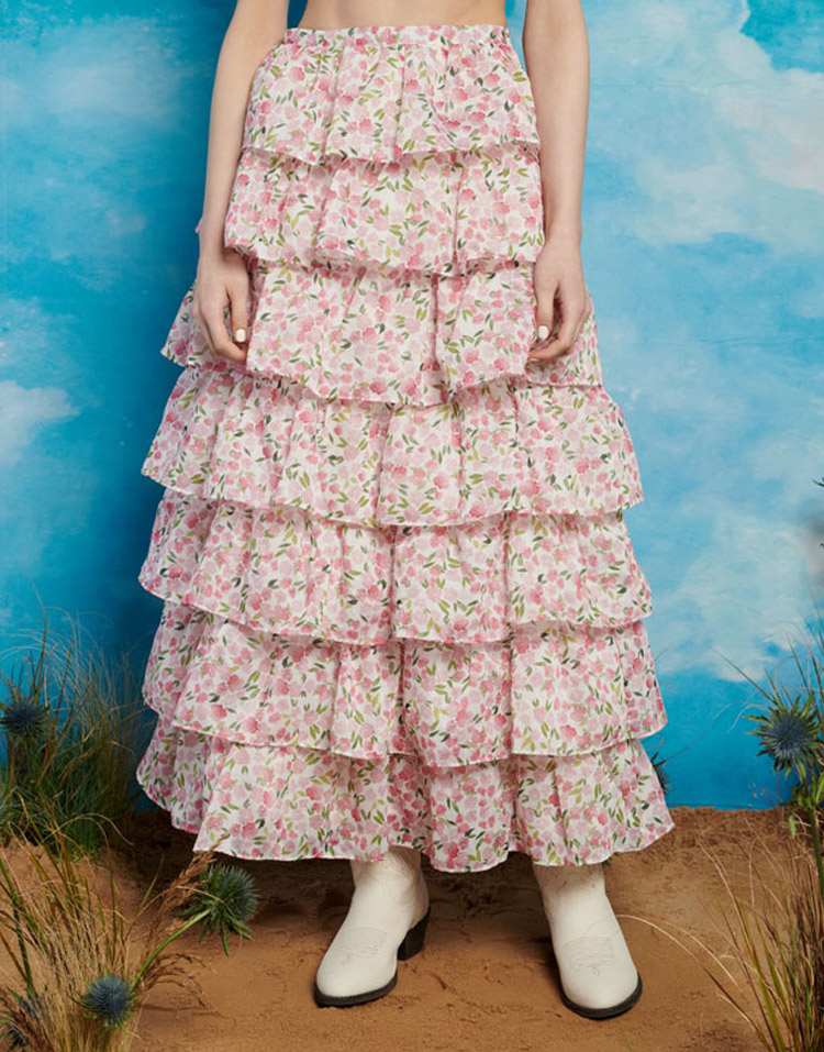 Sister Jane ruffle tiered ruffle maxi skirt co-ord in pink