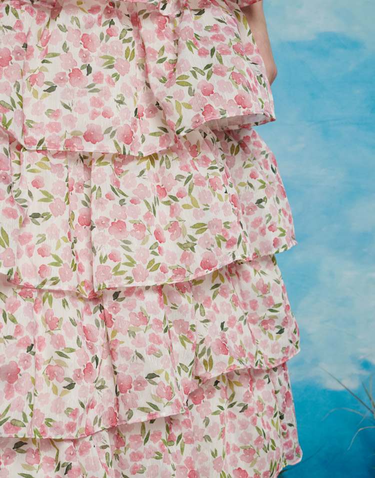 Sister Jane ruffle tiered ruffle maxi skirt co-ord in pink