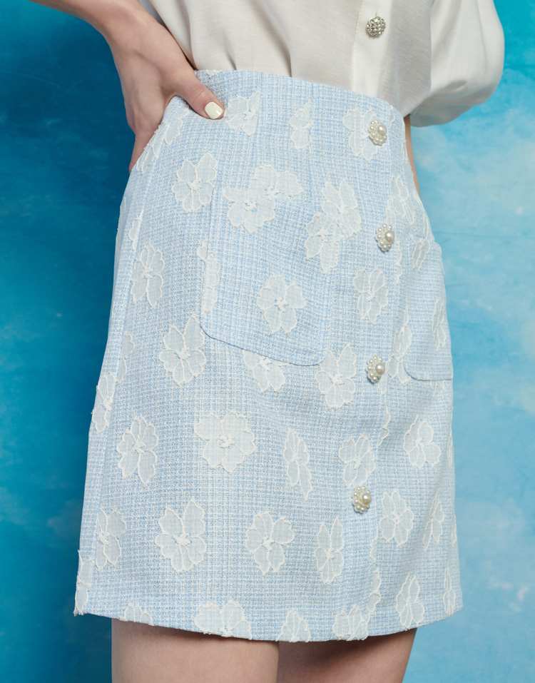 Sister Jane boucle mini skirt co-ord in blue