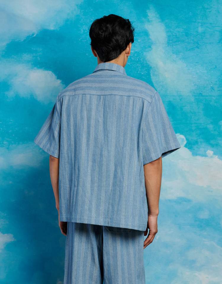 Sister Jane stripe applique shirt co-ord in blue