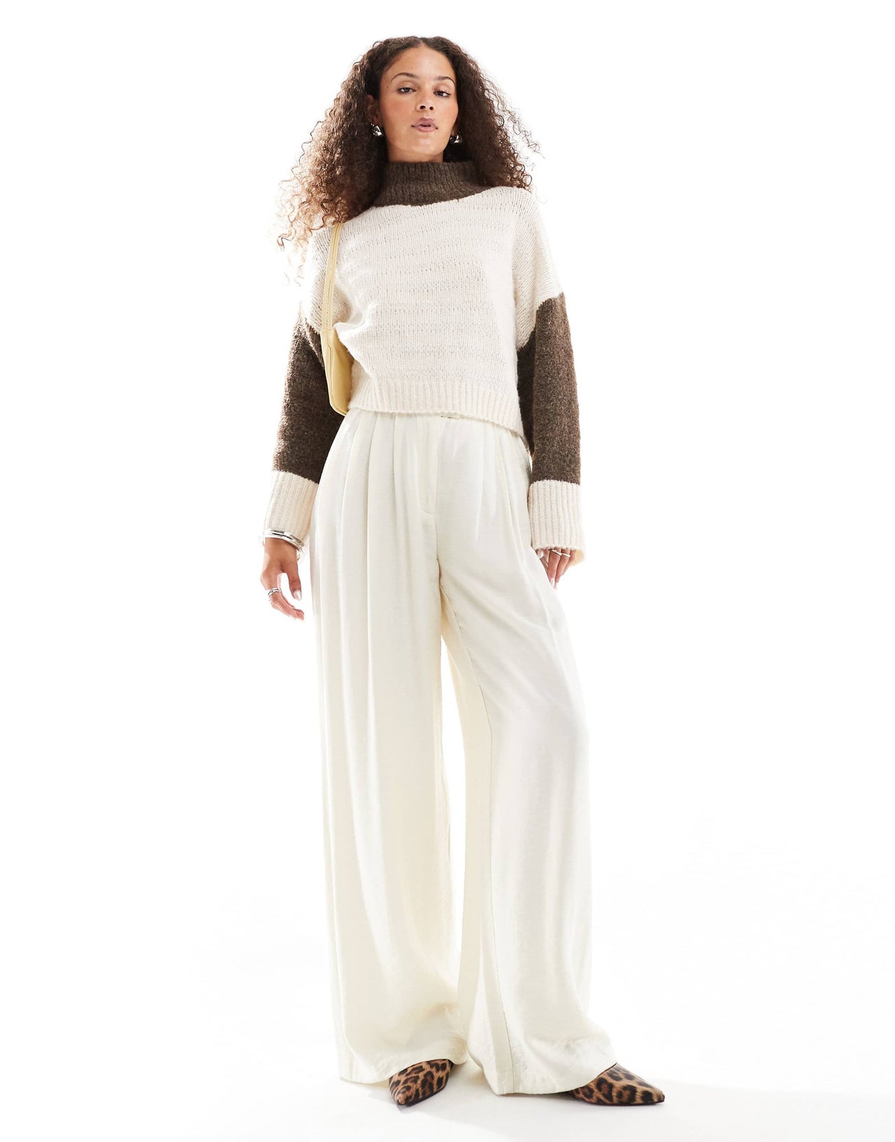 VRG GRL fresh face contrast sleeve jumper in multi