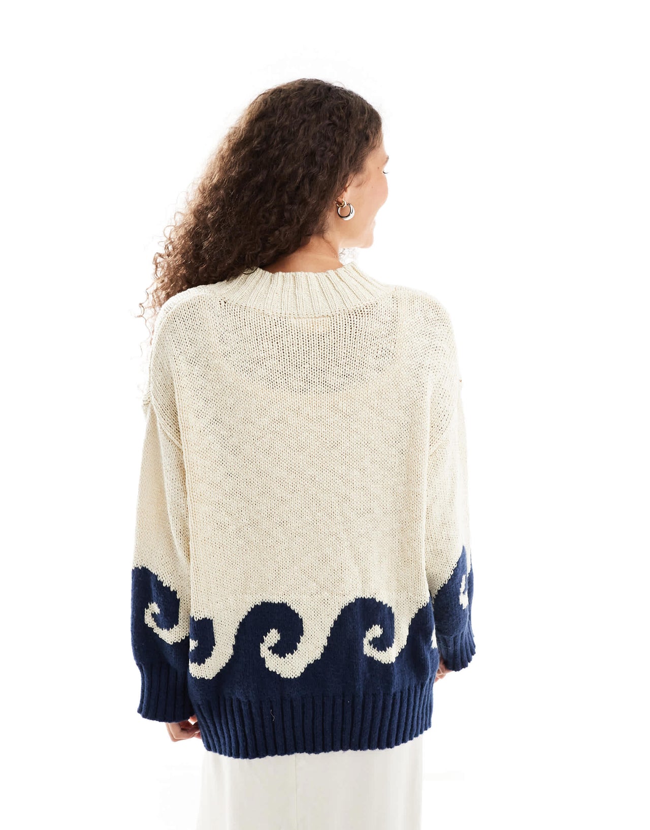 VRG GRL ace of something dolphin intarsia oversized jumper in multi