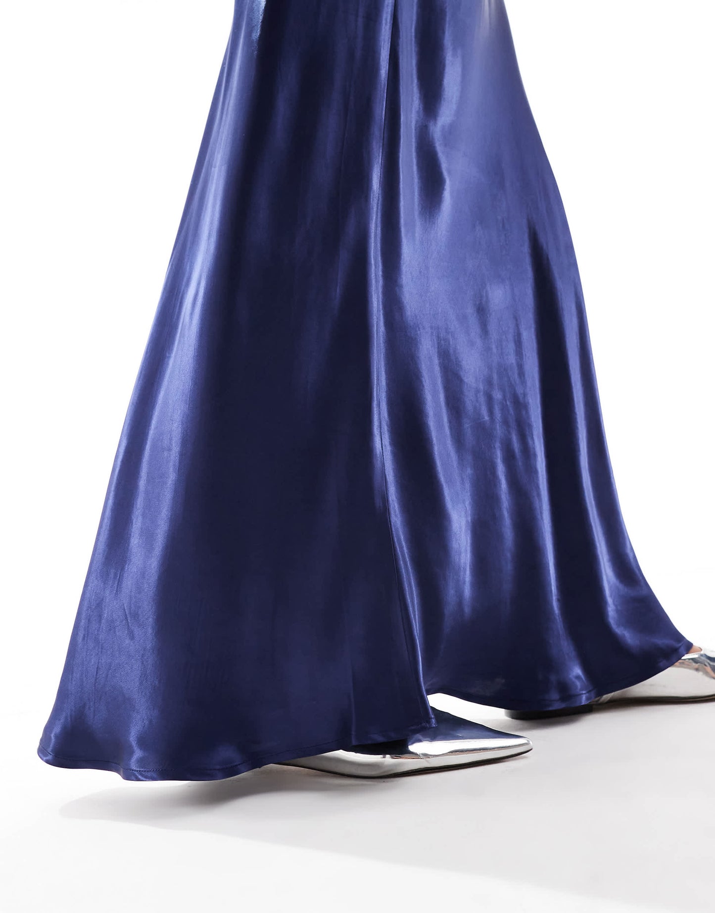 VRG GRL florence bias cut satin maxi skirt in midnight blue