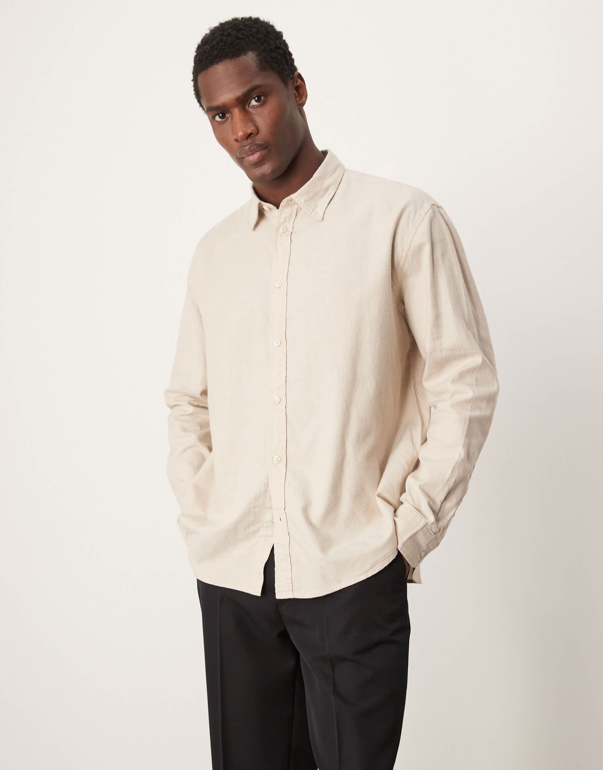 Selected oversized boxy shirt in cream