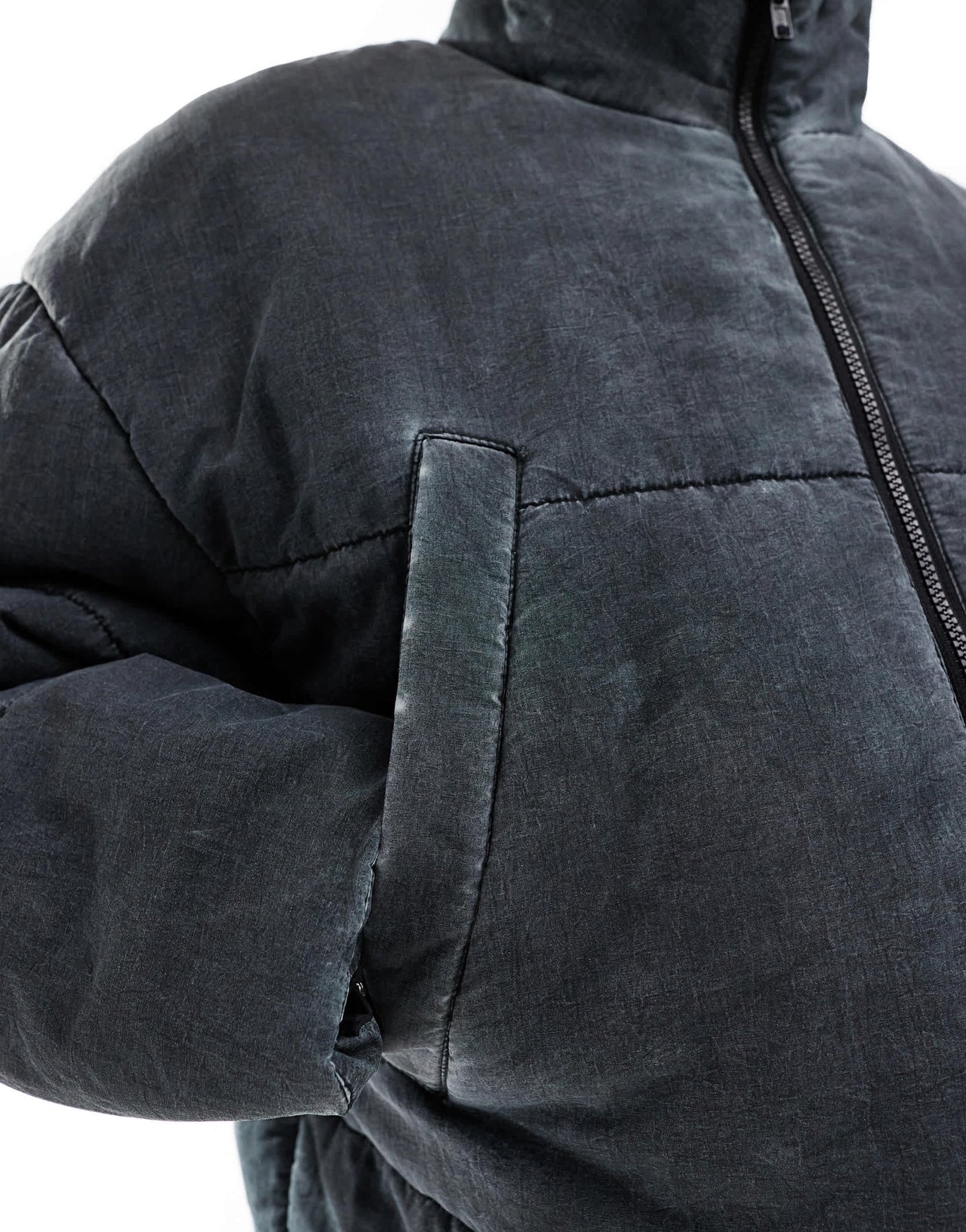 ASOS DESIGN oversized puffer jacket in grey wash