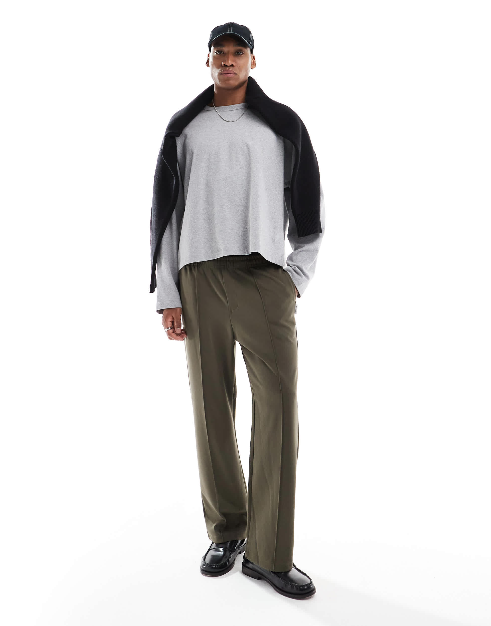 ONLY & SONS elasticated waist wide leg sweatpant in light brown