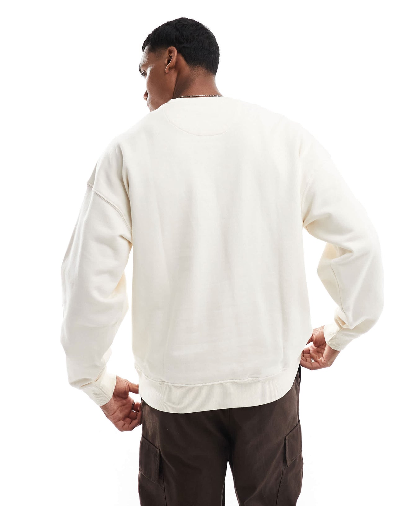 ONLY & SONS crew neck drop shoulder sweater with athletic print in cream