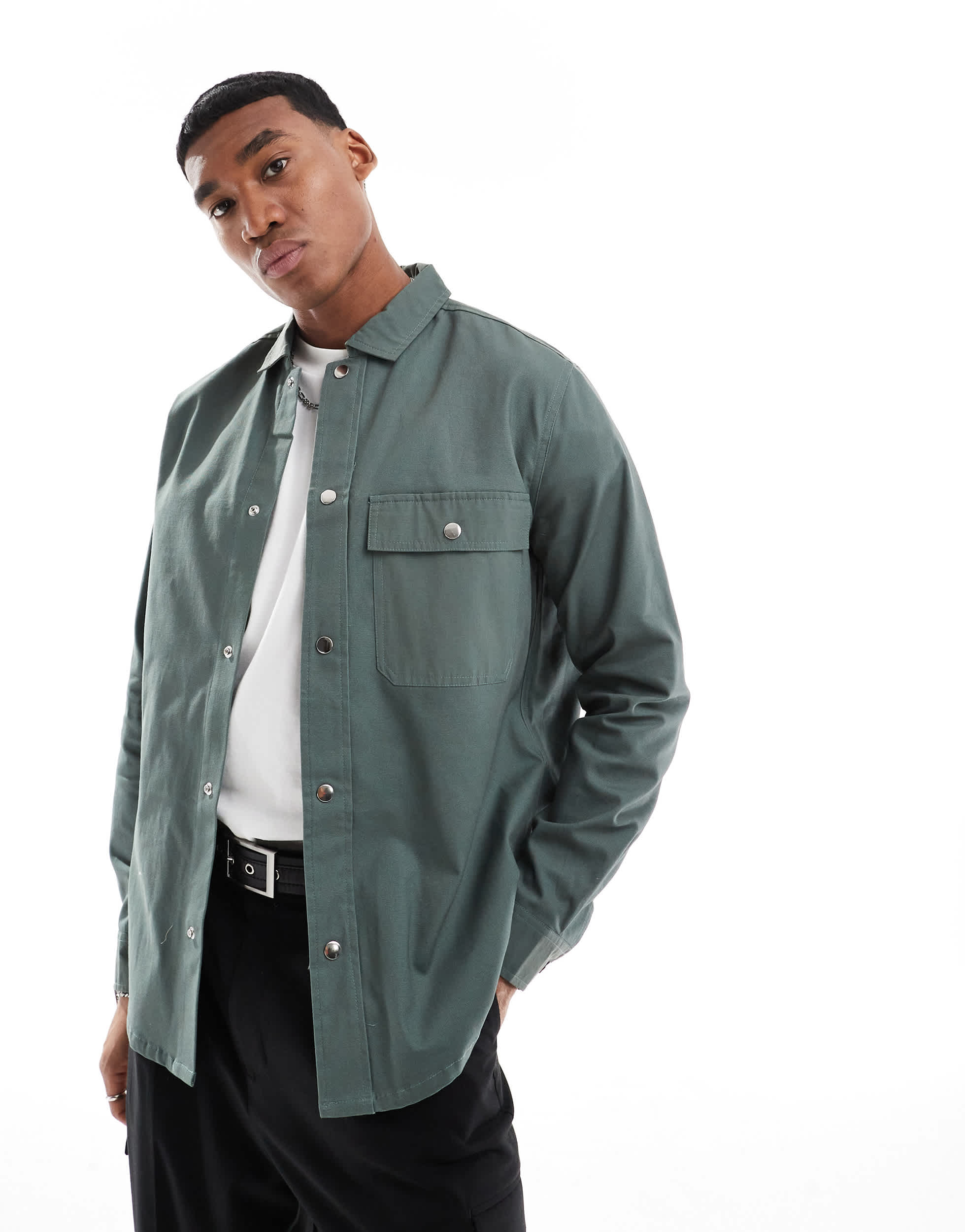 ONLY & SONS long sleeve shirt with front pocket in teal