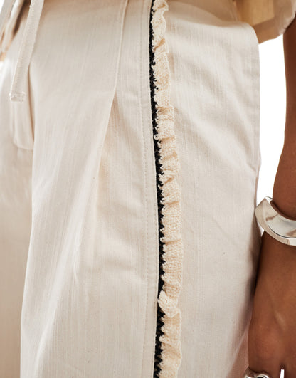 Ghospell raw edge trouser co-ord in beige