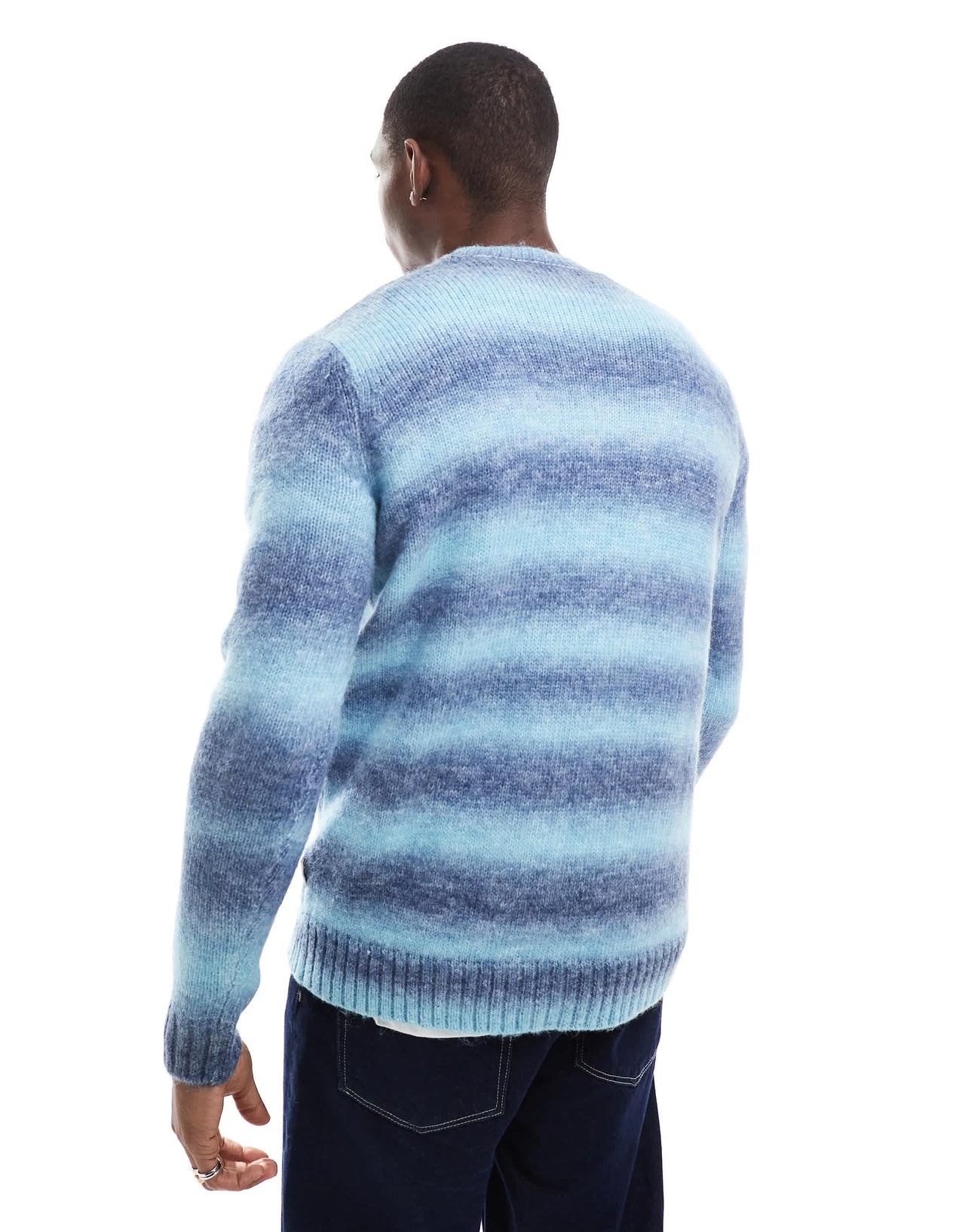 ONLY & SONS crew neck brushed jumper in blue stripe