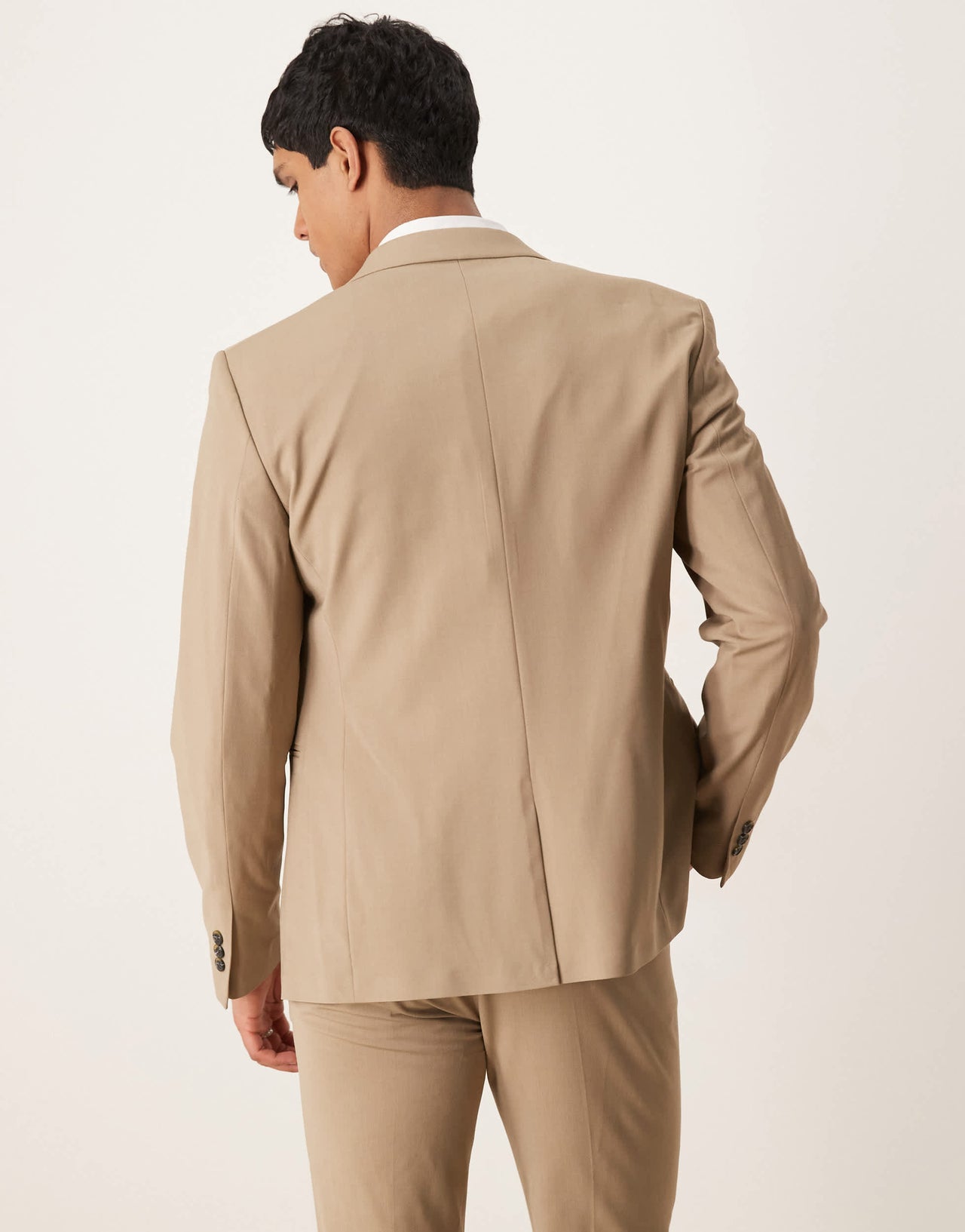 ASOS DESIGN washable slim suit jacket with lightweight worsted wool in beige