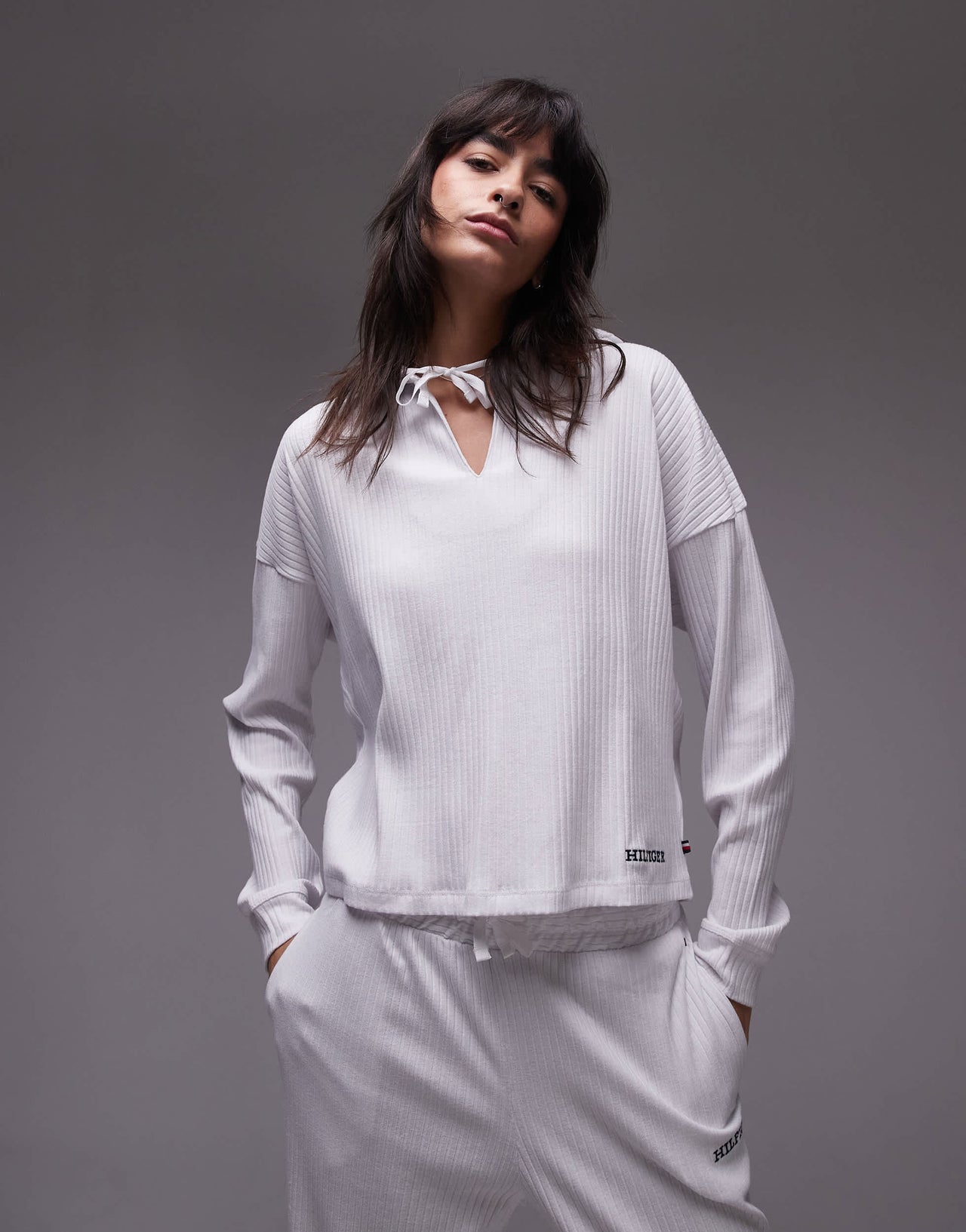 Tommy Hilfiger logo lounge hoodie in white