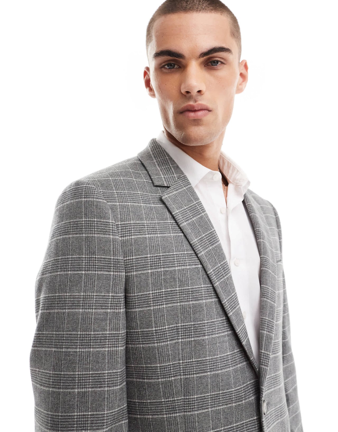 ASOS DESIGN slim suit jacket in brushed charcoal check