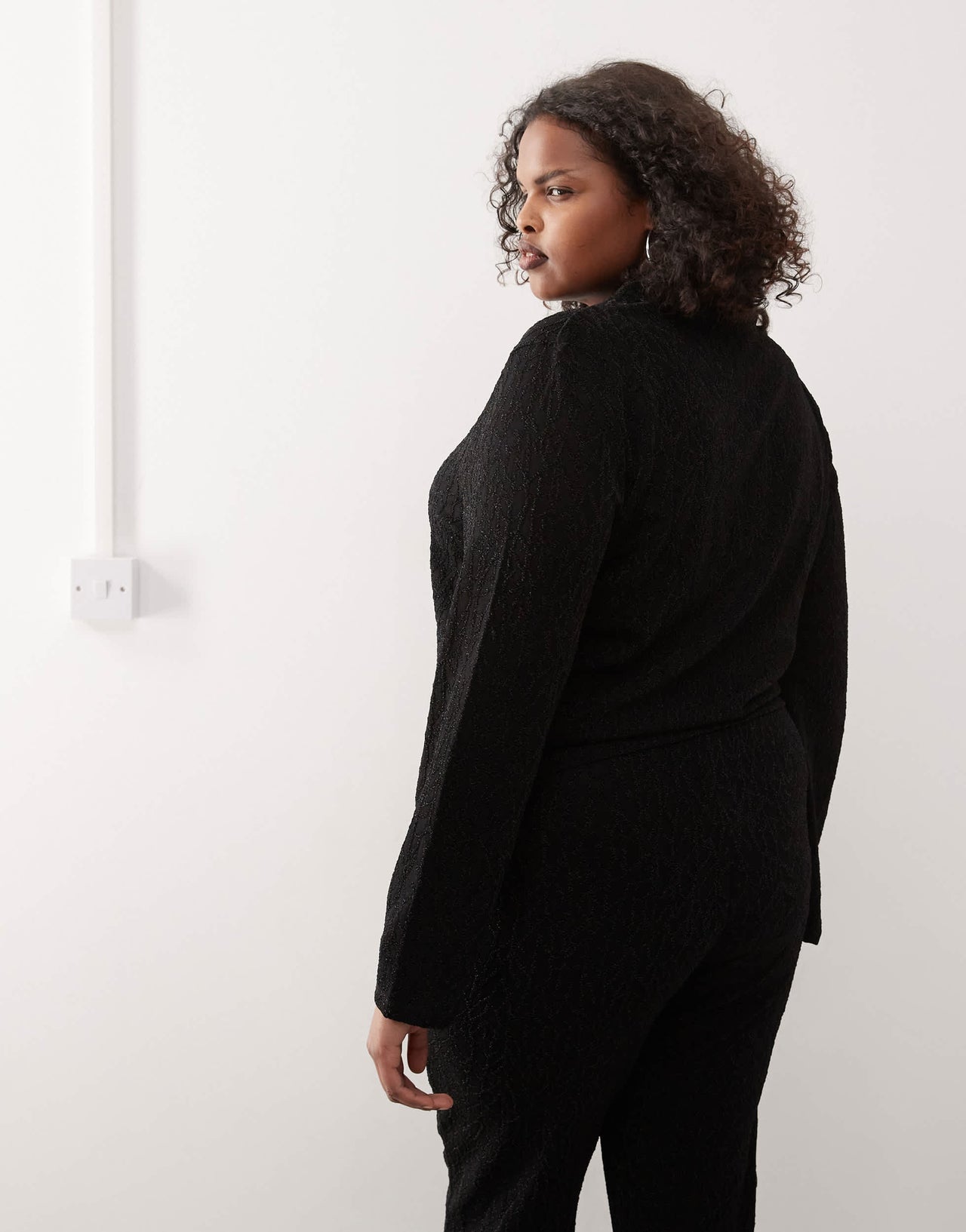 Noisy May Curve high neck glitter top co-ord in black