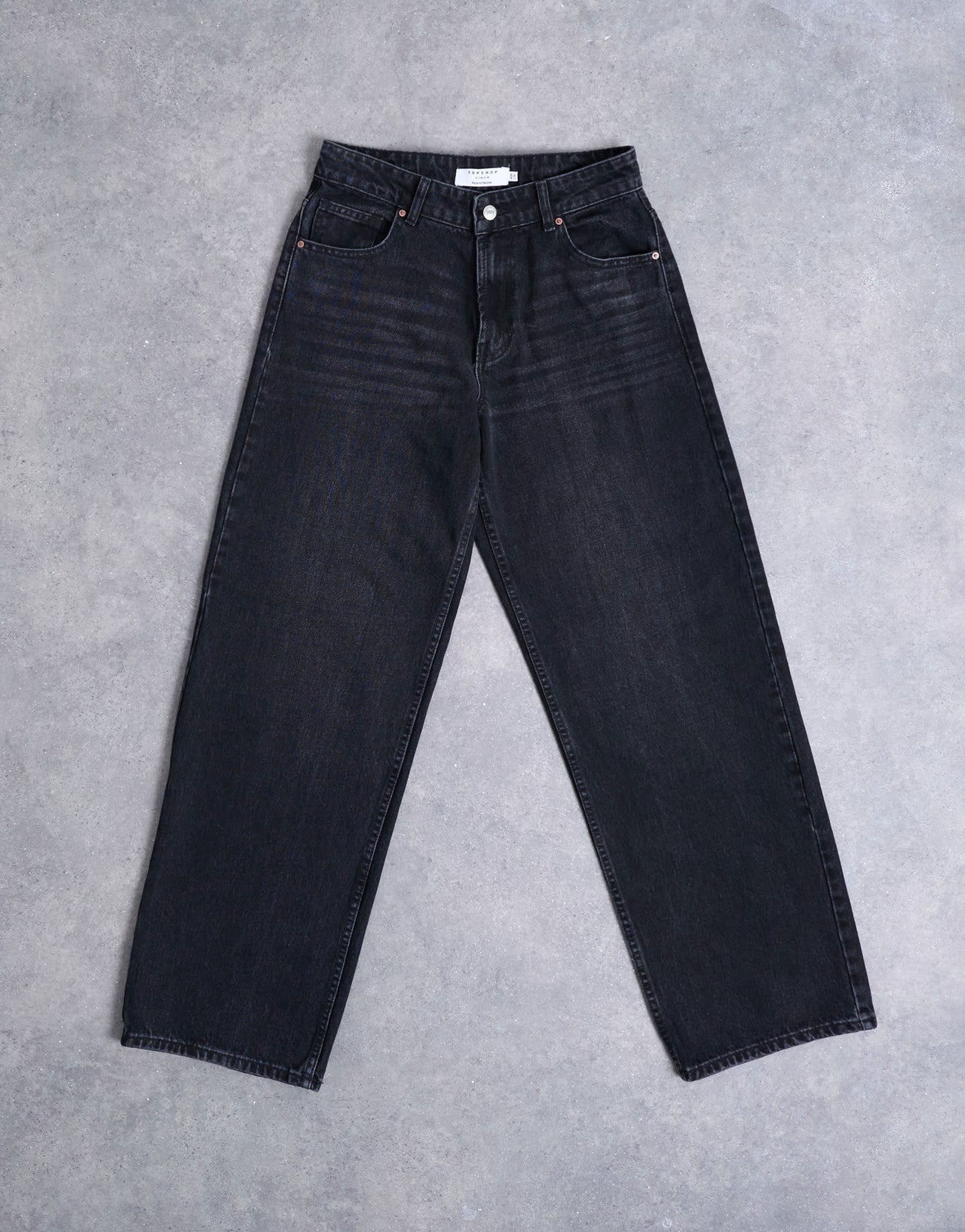 Topshop Hourglass Cinch relaxed jean in washed black