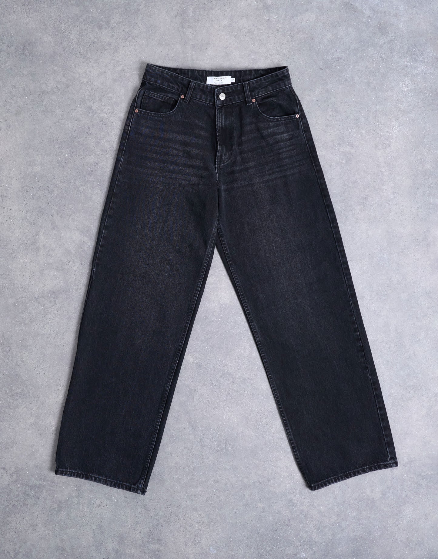 Topshop Hourglass Cinch relaxed jean in washed black