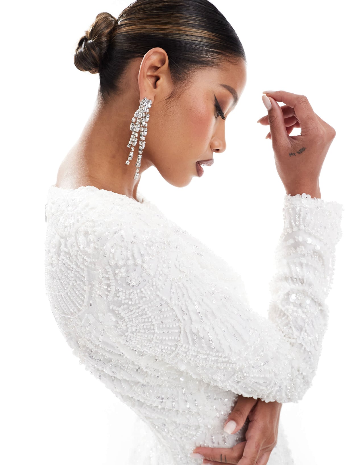 Lavish Alice embellished mini dress in white