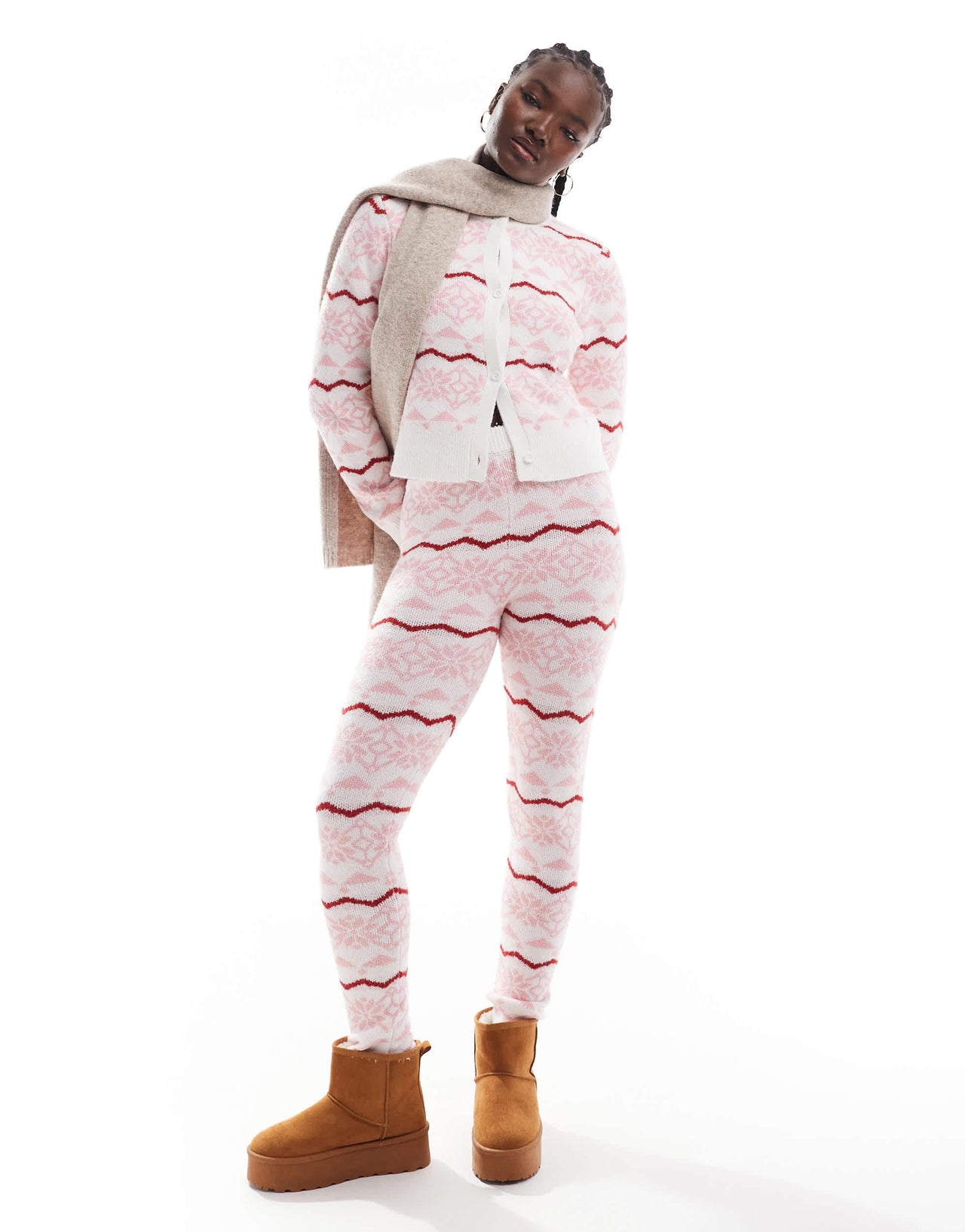 ASOS DESIGN knitted fairisle leggings co-ord