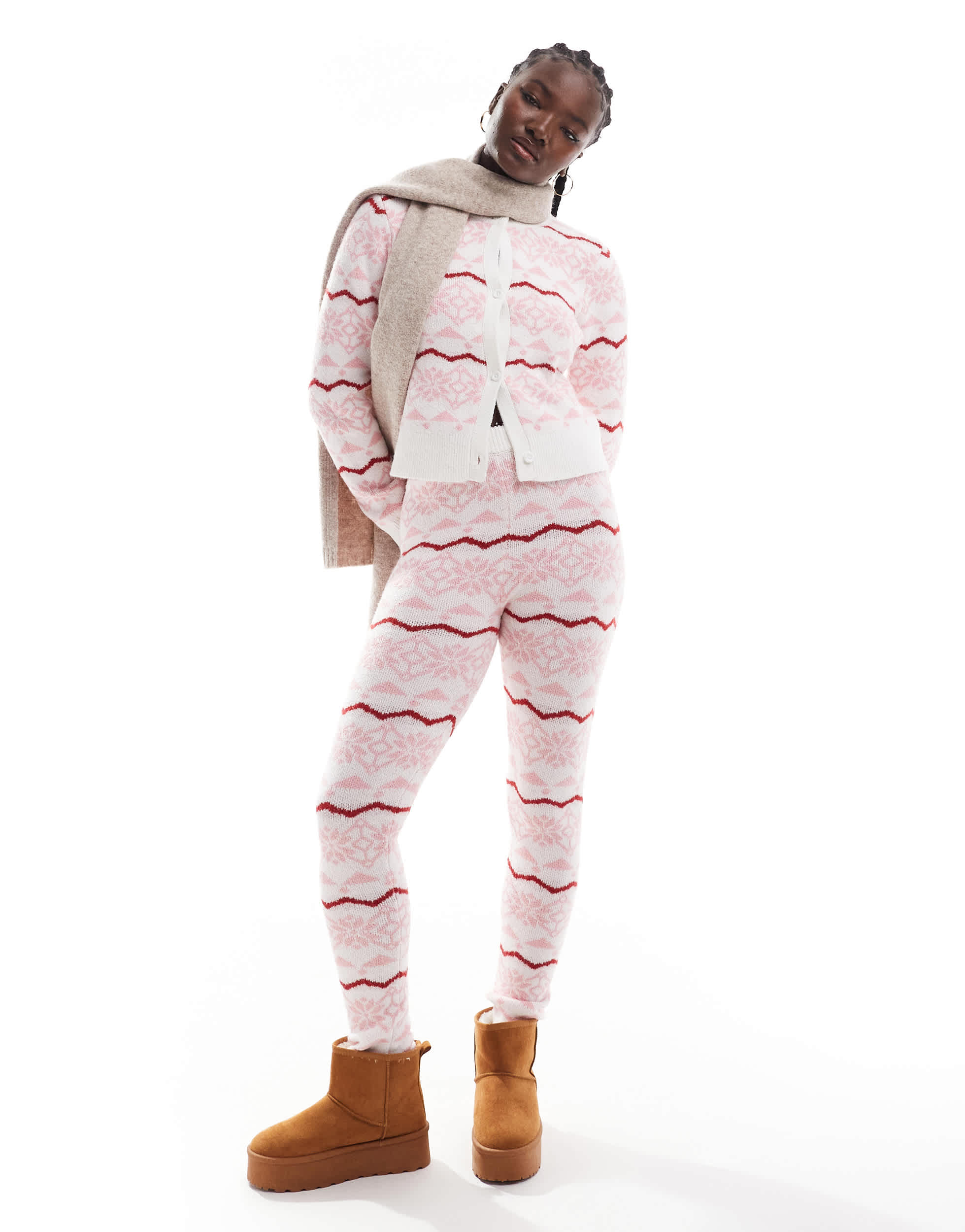 ASOS DESIGN knitted fairisle leggings co-ord