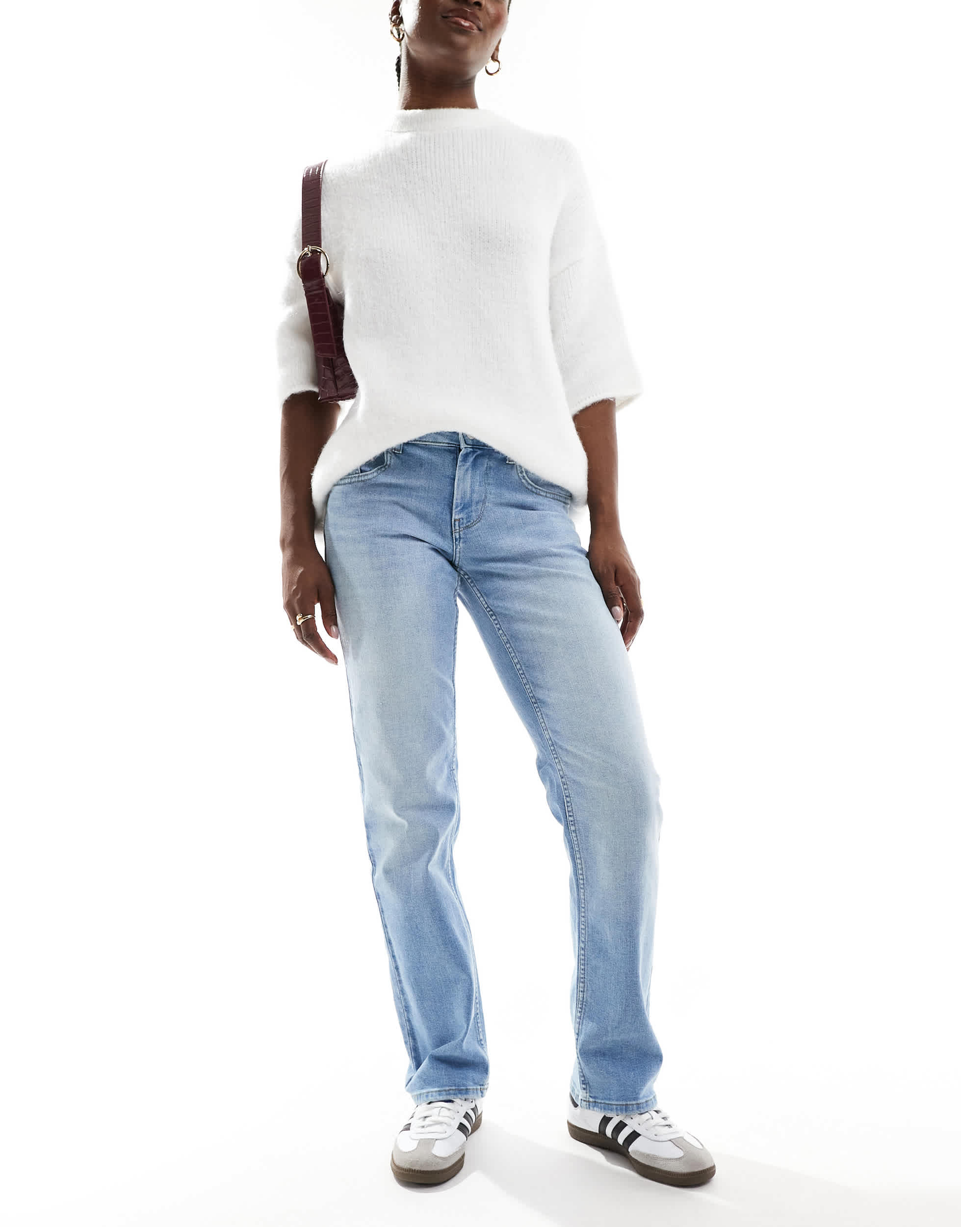 ONLY Lopez low rise straight fit jeans in light blue wash