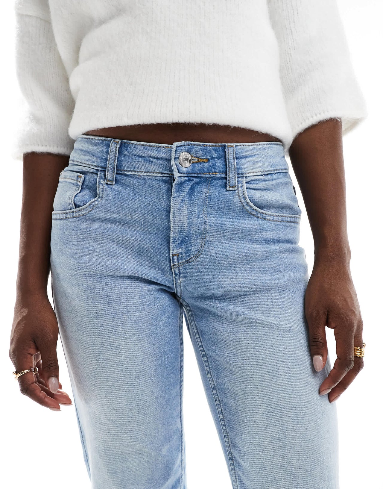 ONLY Lopez low rise straight fit jeans in light blue wash