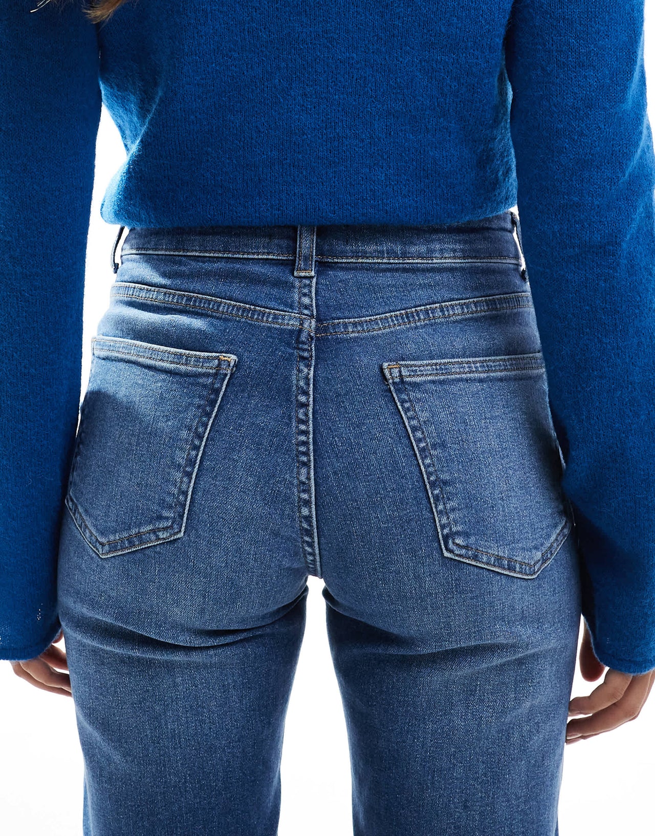 ONLY Jane mid waist straight leg jeans in mid blue wash