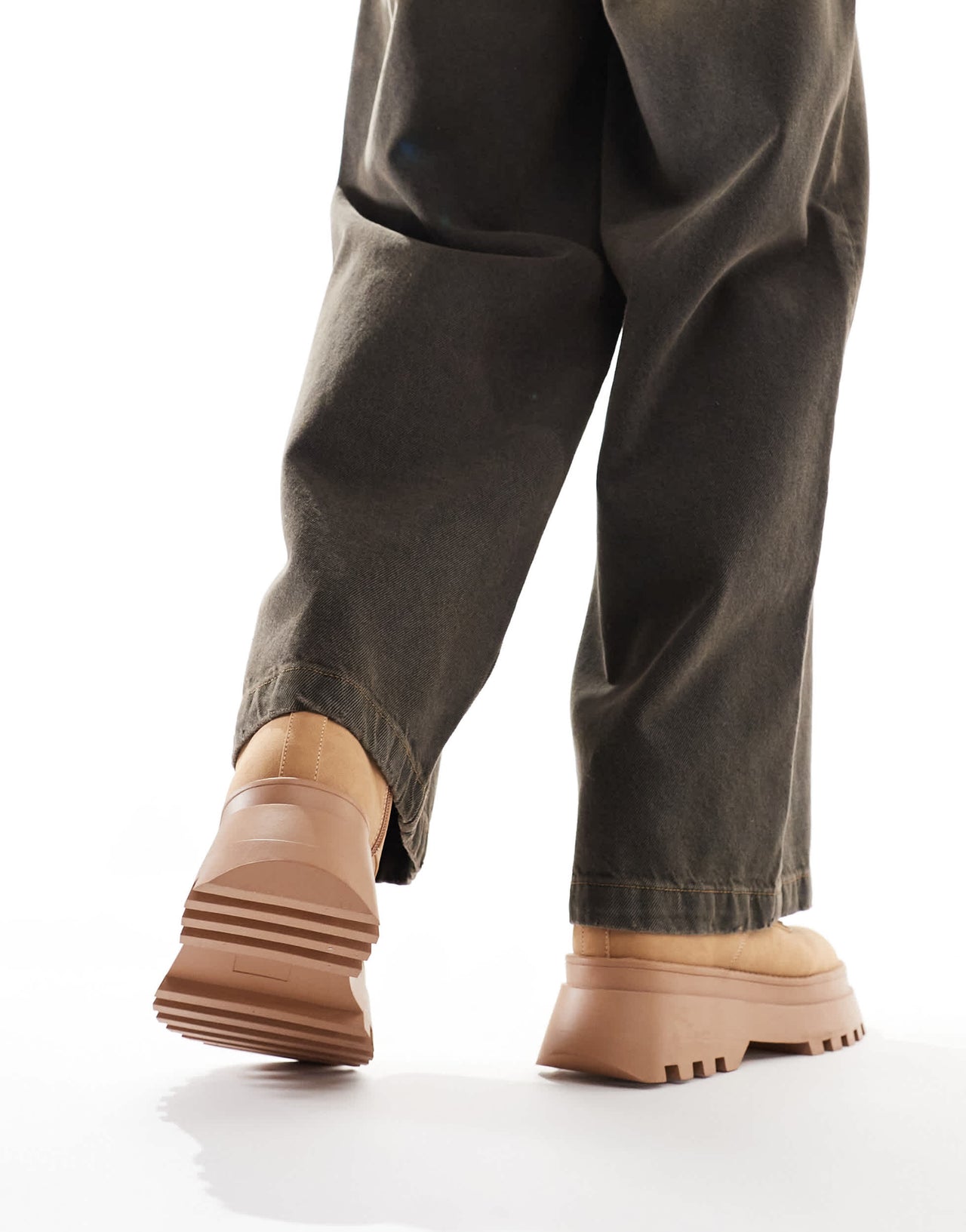 ASOS DESIGN lace up worker boots in camel with chunky sole