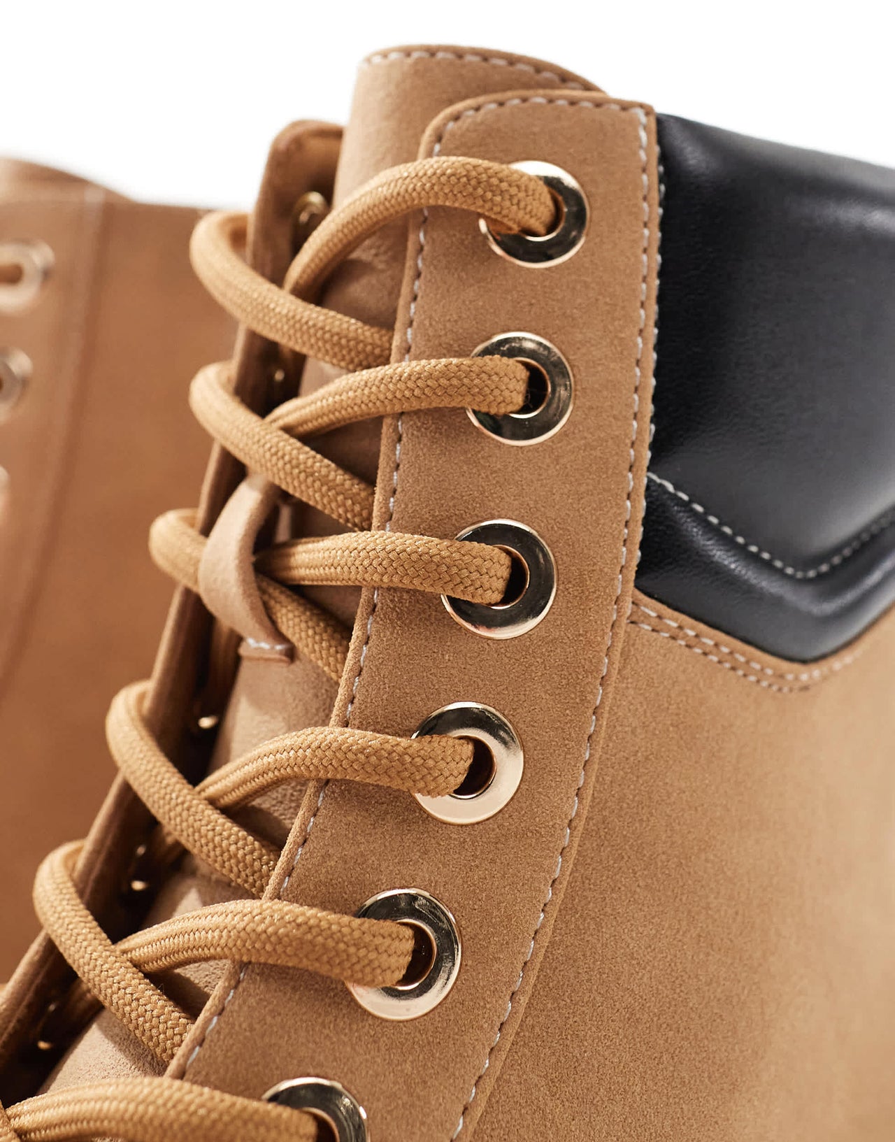 ASOS DESIGN lace up worker boots in camel with chunky sole