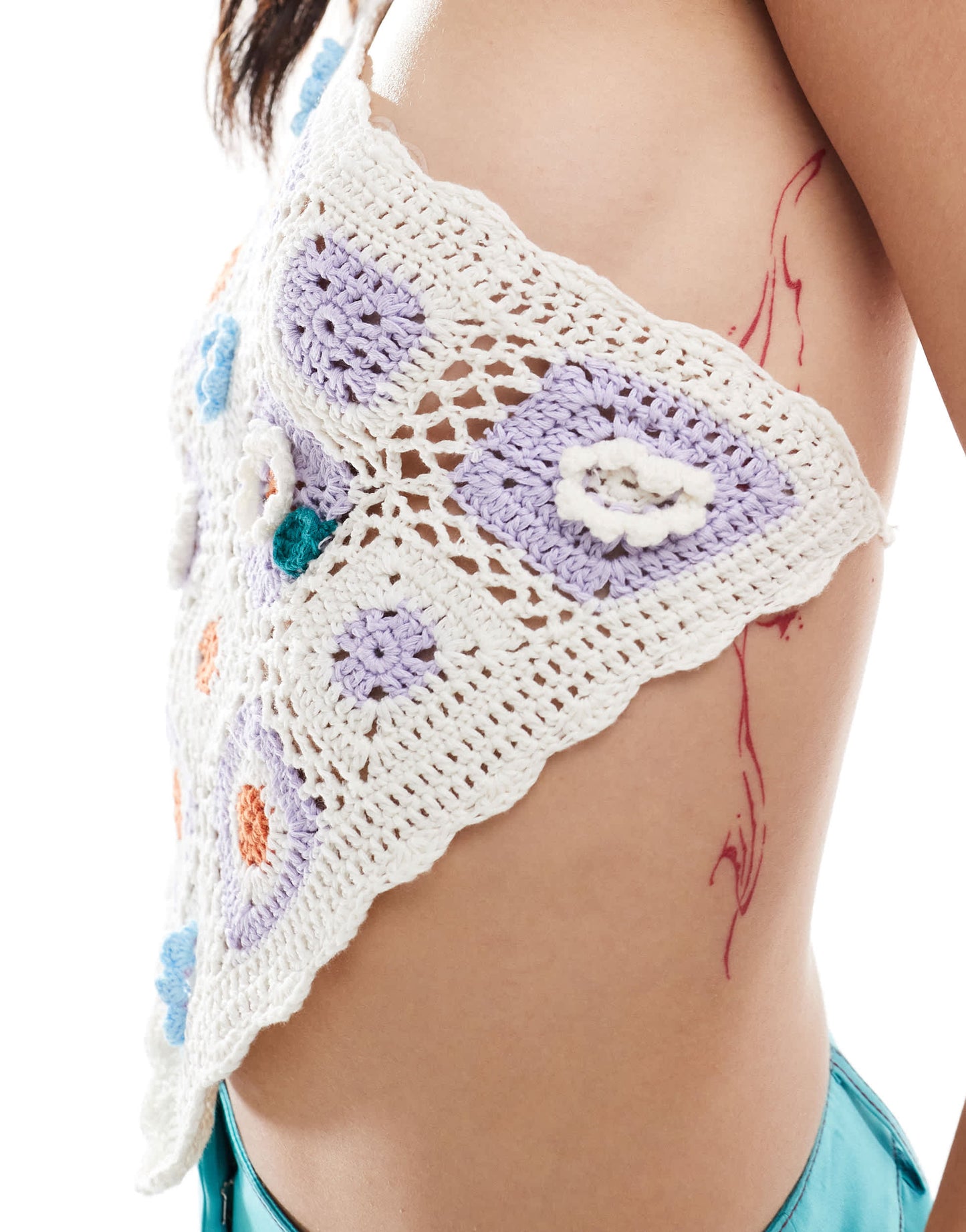 Bershka crochet halterneck in multi