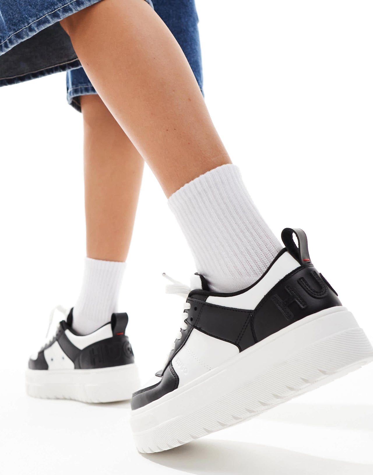 HUGO Red lyssa tenn trainers in white and black