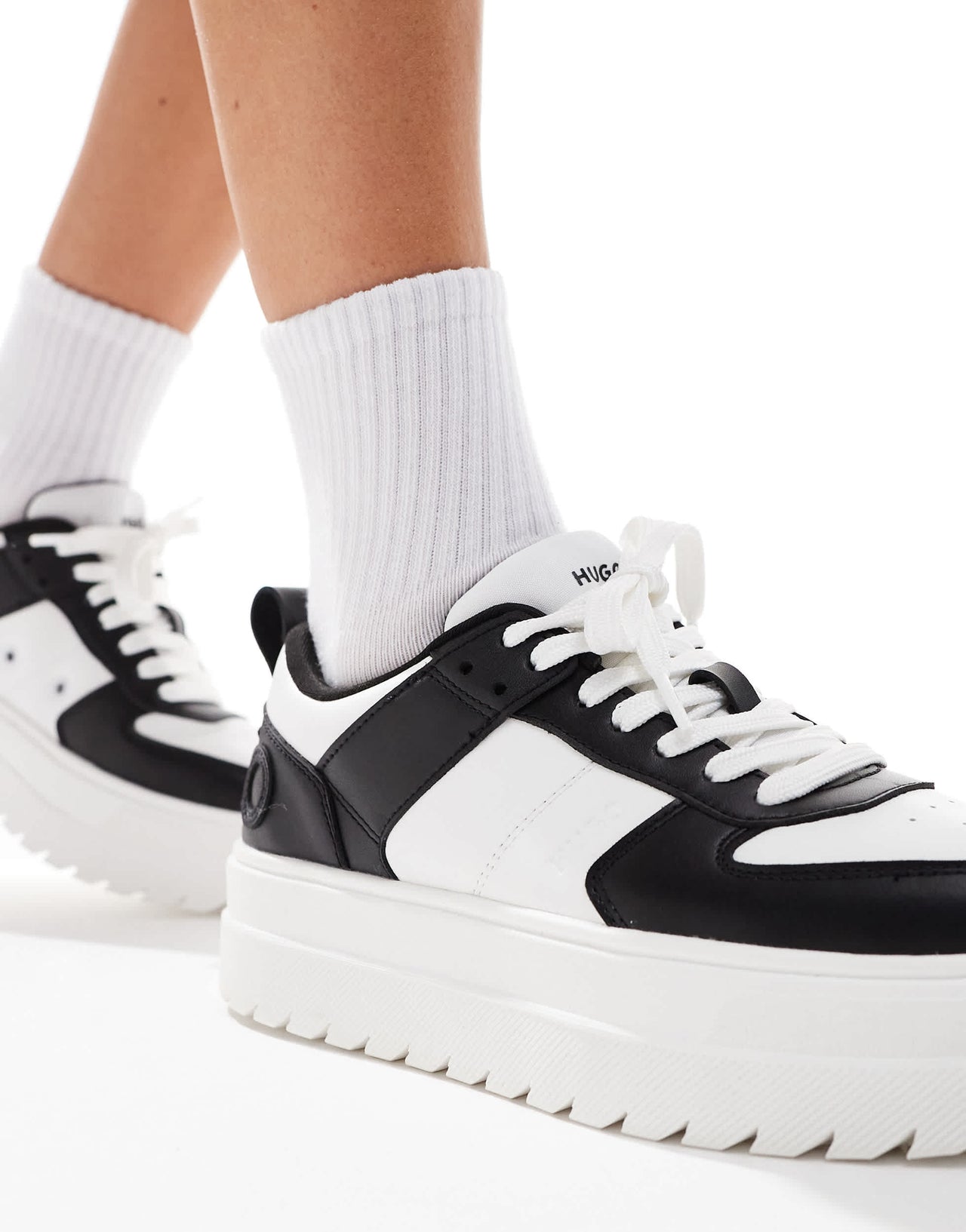 HUGO Red lyssa tenn trainers in white and black