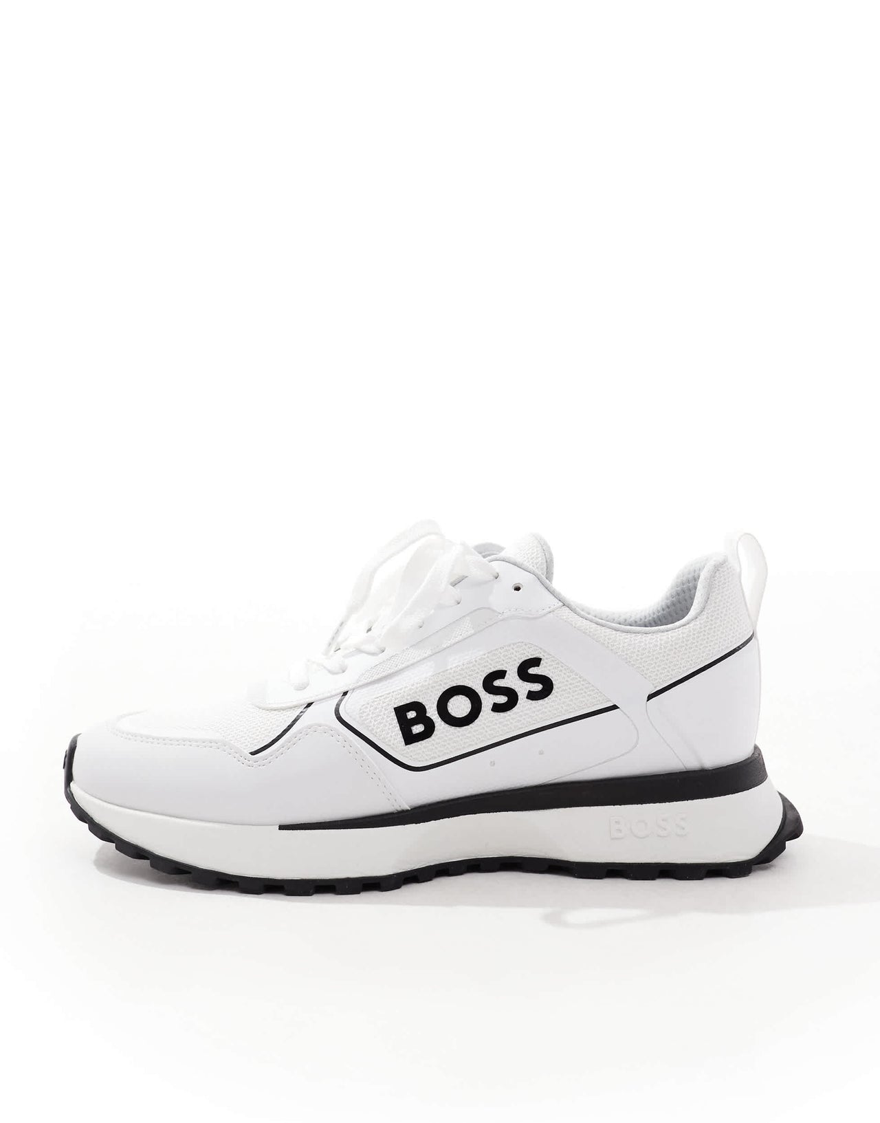 BOSS jonah runner trainers in white and black