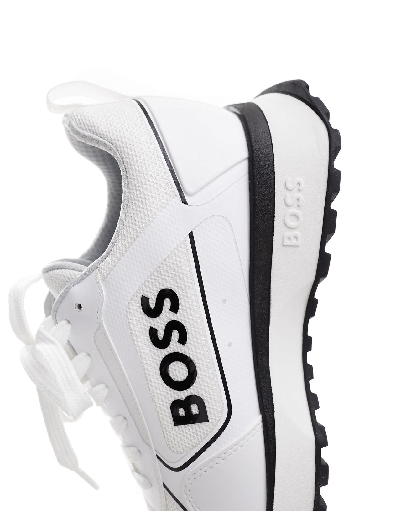 BOSS jonah runner trainers in white and black