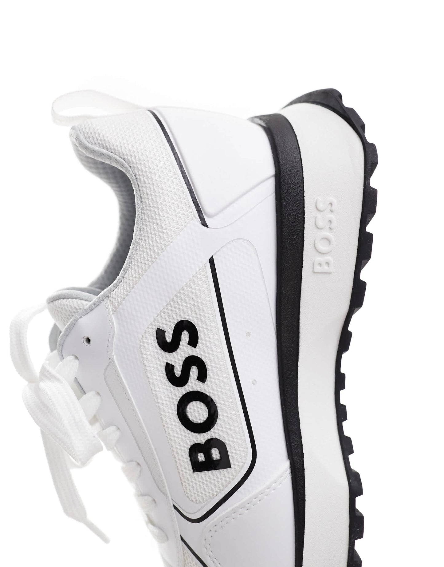 BOSS jonah runner trainers in white and black