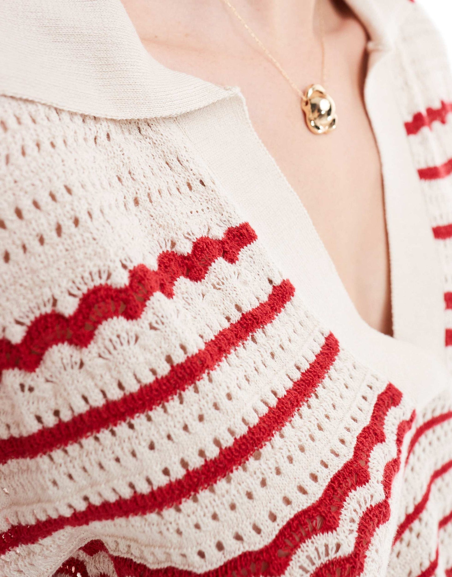 ASOS DESIGN knitted shirt co ord in red stripe