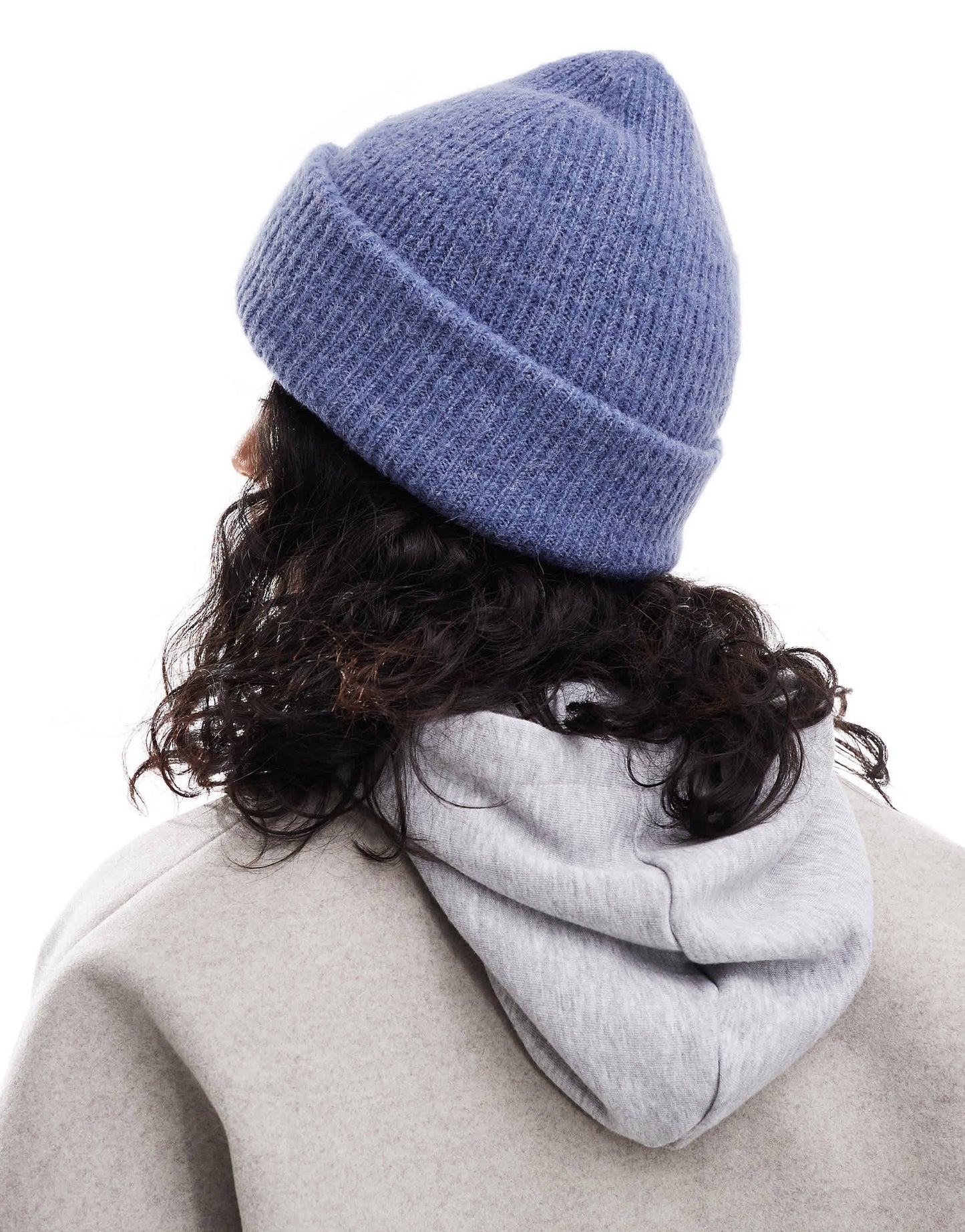 ASOS DESIGN chunky double roll beanie in blue