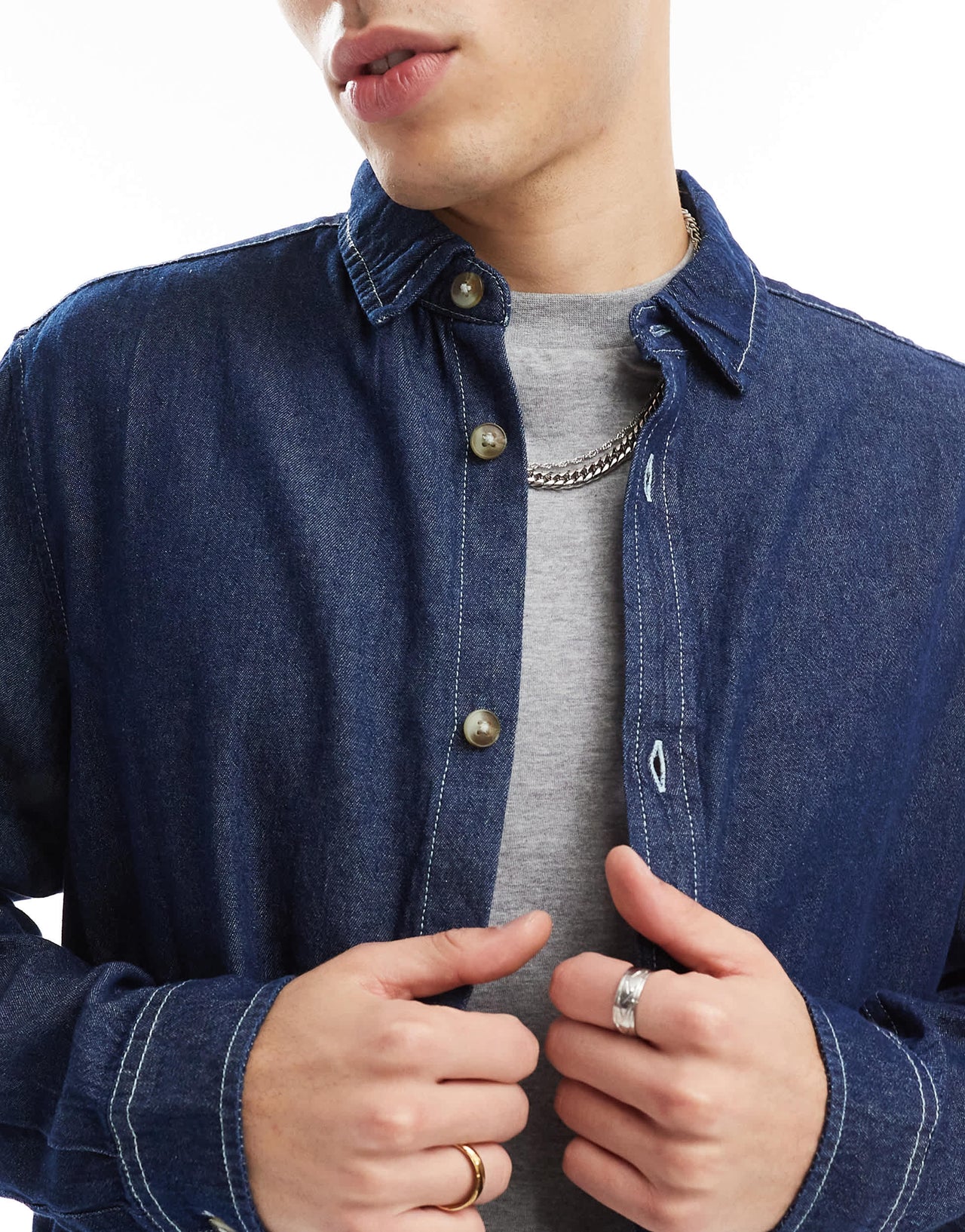 ASOS DESIGN boxy denim overshirt in blue