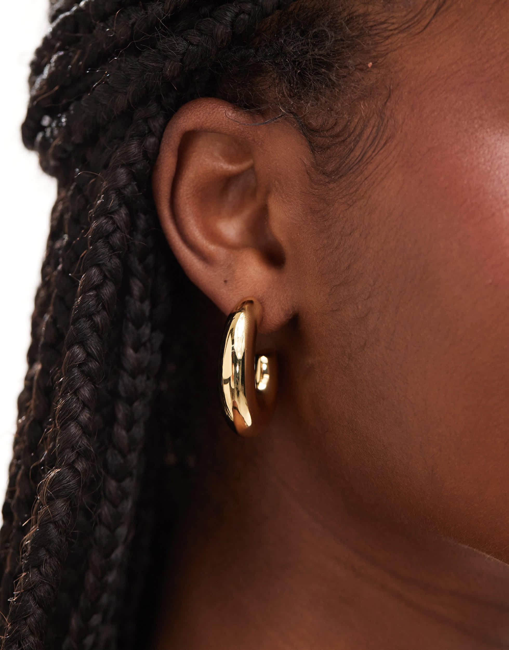 ASOS DESIGN 14k gold plated hoop earrings with chubby oval detail