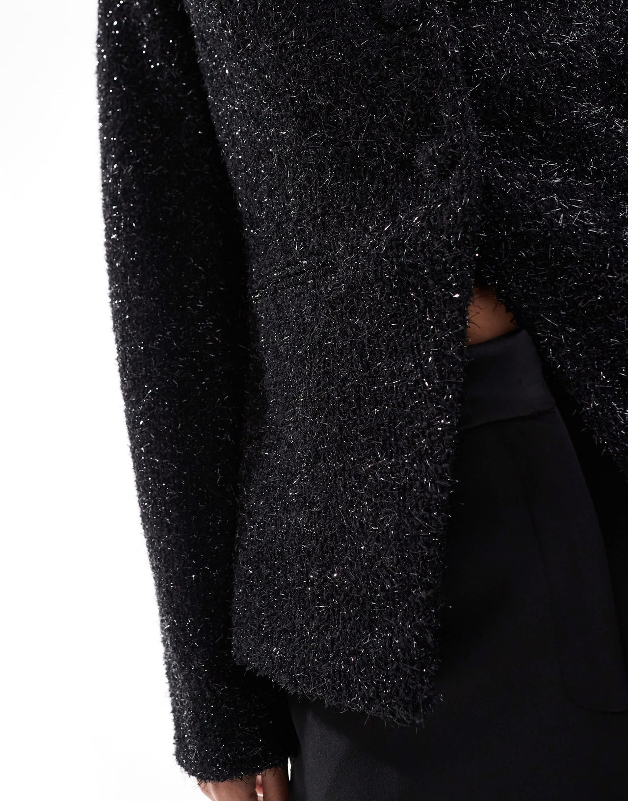 ASOS DESIGN sparkle boucle jacket in black