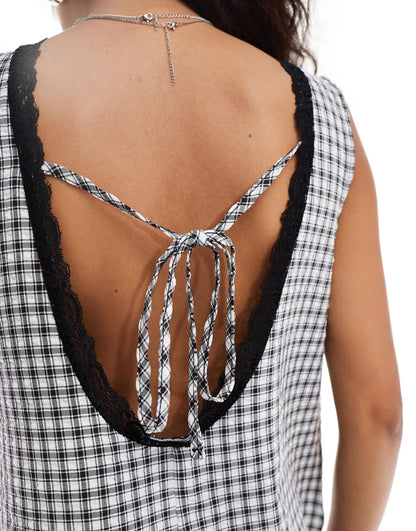 Reclaimed Vintage western milkmaid playsuit in gingham