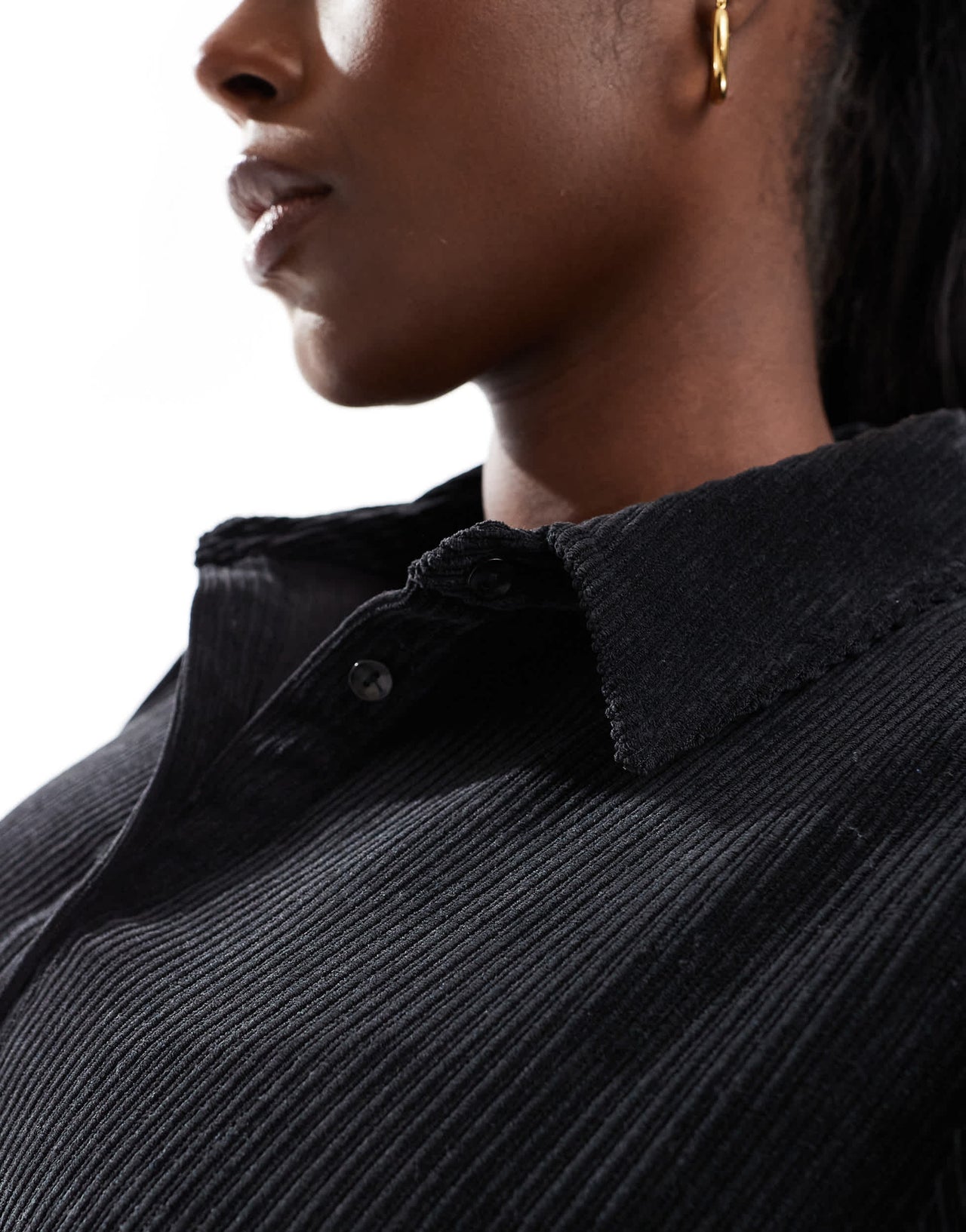 ASOS DESIGN Curve cord smock mini dress with peplum hem in black