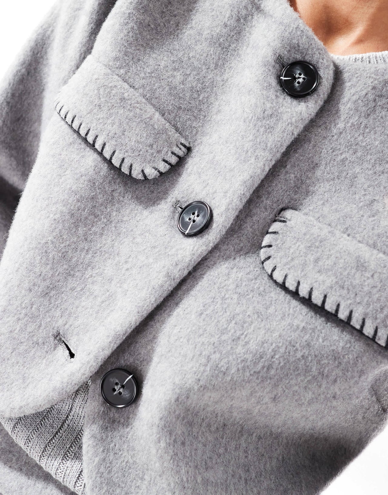 4th & Reckless contrast pocket detail wool blend jacket co-ord in grey