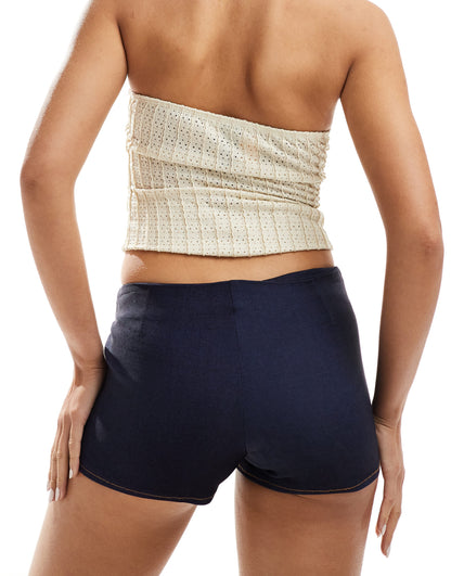 Motel jarli denim hotpants in deep indigo